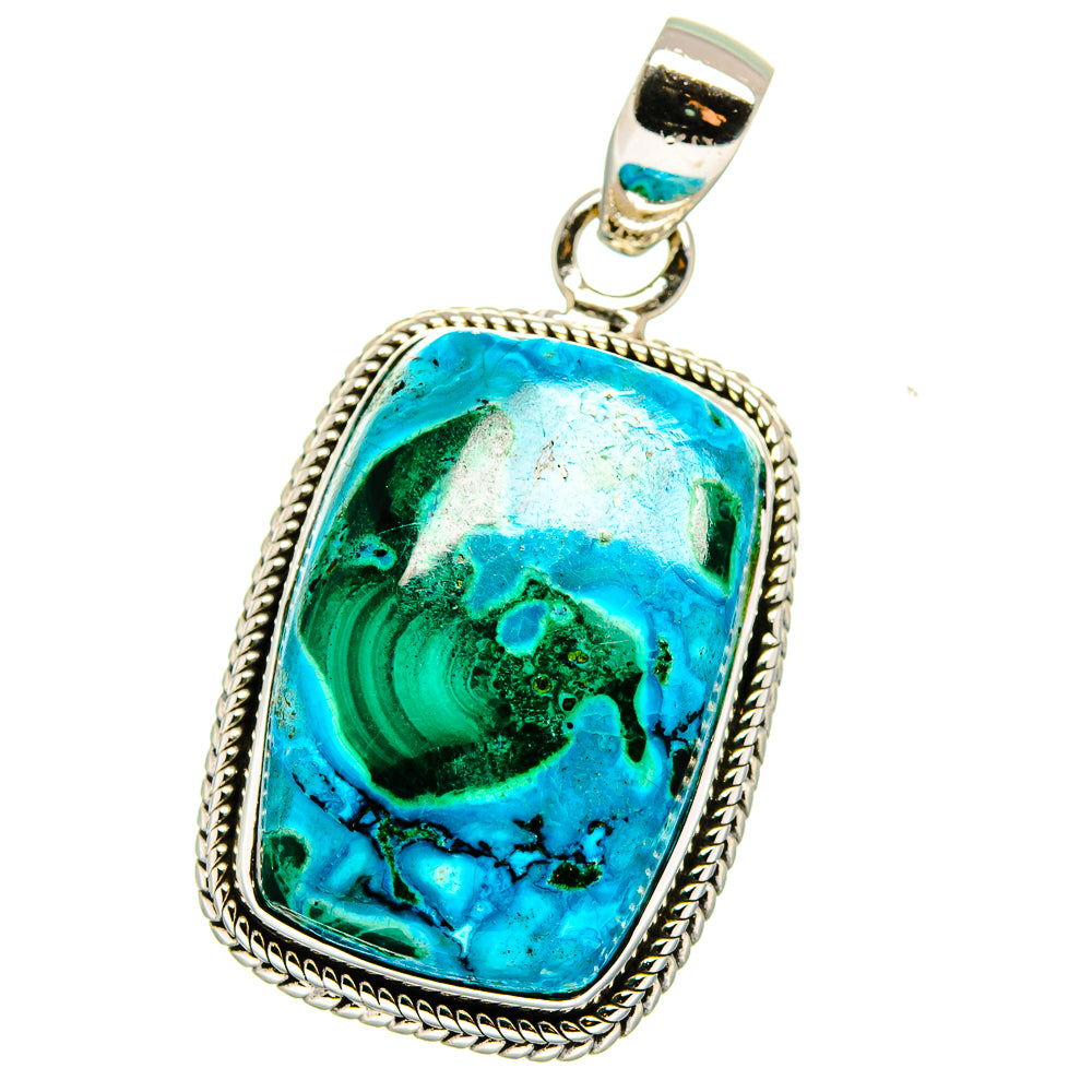 Malachite In Chrysocolla Pendants handcrafted by Ana Silver Co - PD15673