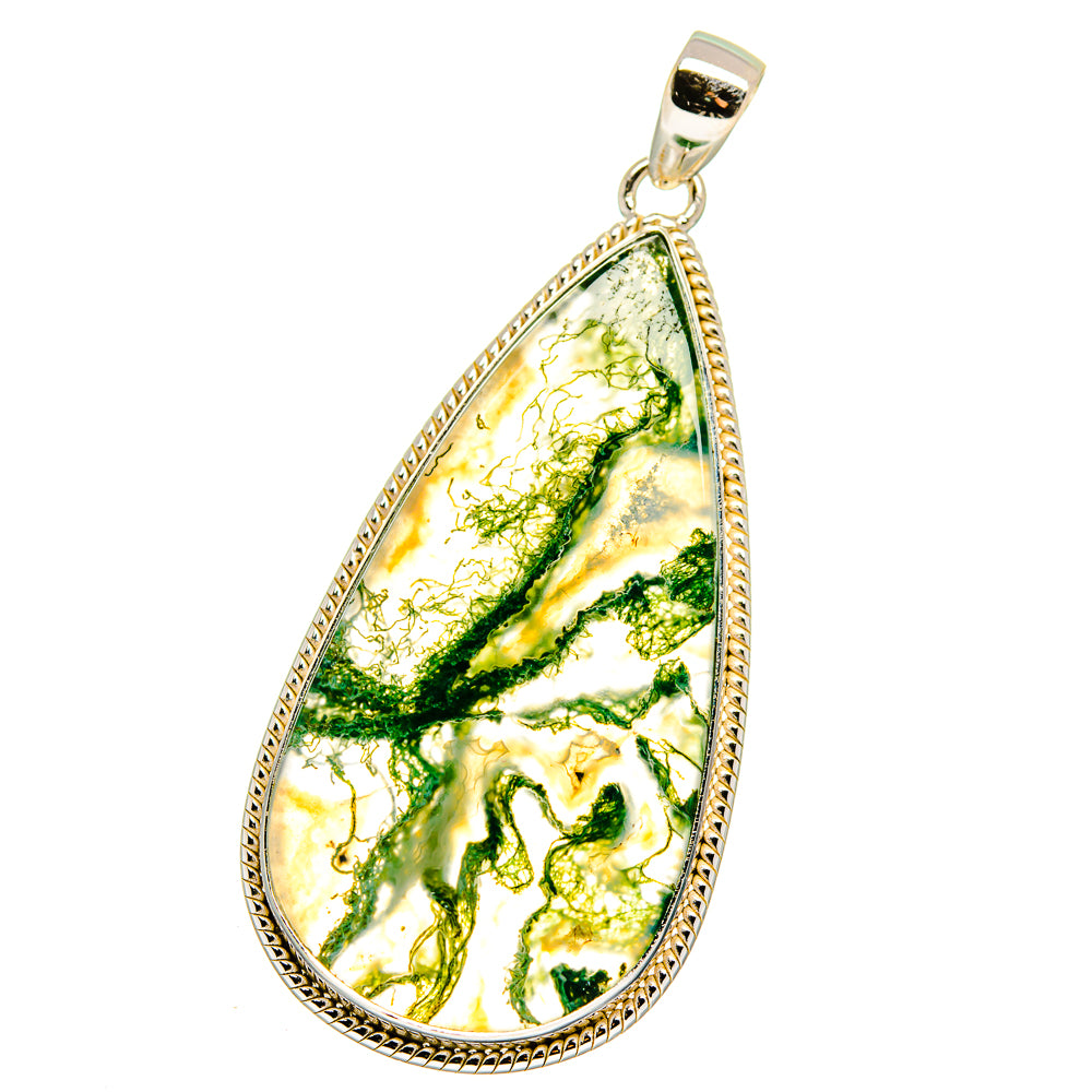 Green Moss Agate Pendants handcrafted by Ana Silver Co - PD15691