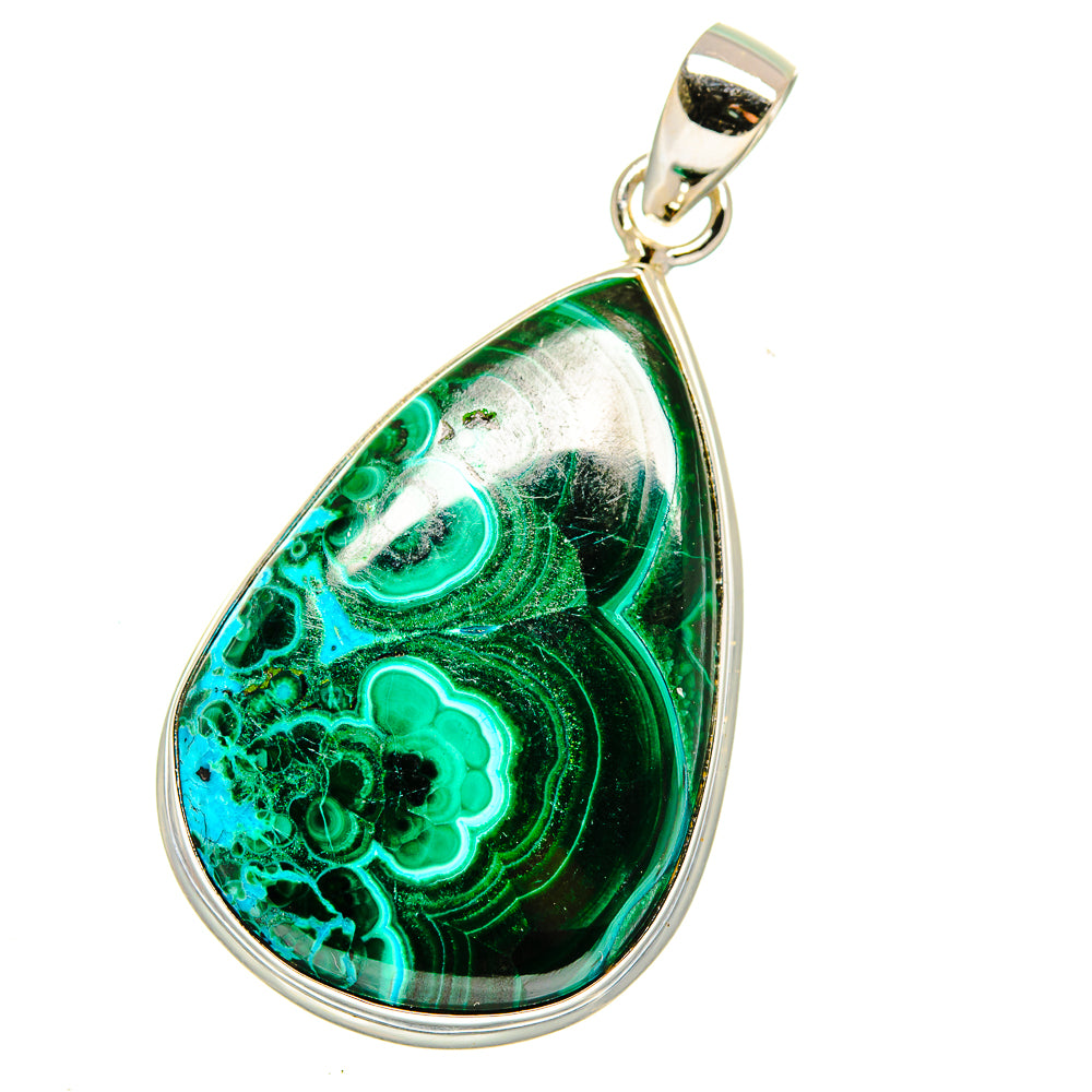 Malachite In Chrysocolla Pendants handcrafted by Ana Silver Co - PD15911