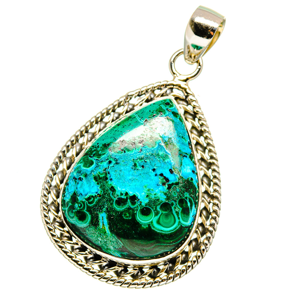 Malachite In Chrysocolla Pendants handcrafted by Ana Silver Co - PD15921