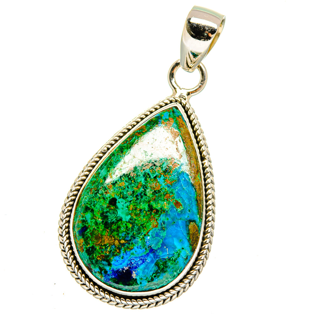 Malachite In Chrysocolla Pendants handcrafted by Ana Silver Co - PD15982