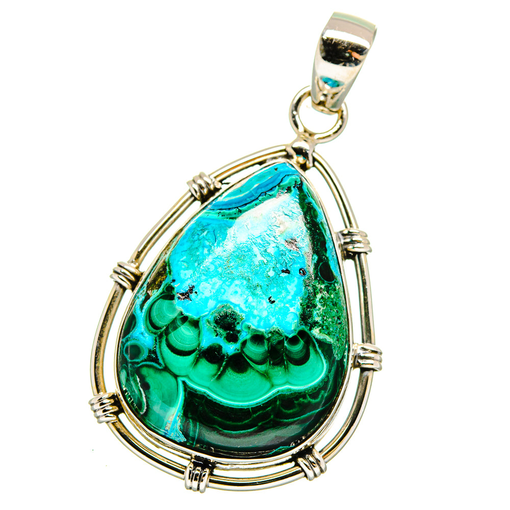Malachite In Chrysocolla Pendants handcrafted by Ana Silver Co - PD15983