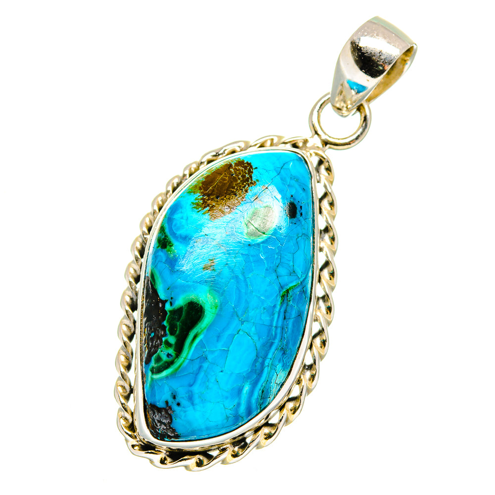 Malachite In Chrysocolla Pendants handcrafted by Ana Silver Co - PD16088