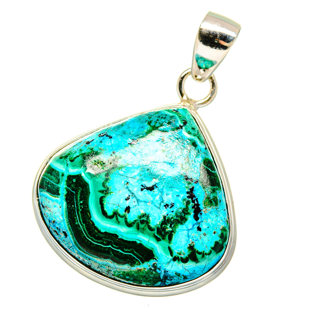 Teardrop turquoise stone pendant with silver bezel and loop bail