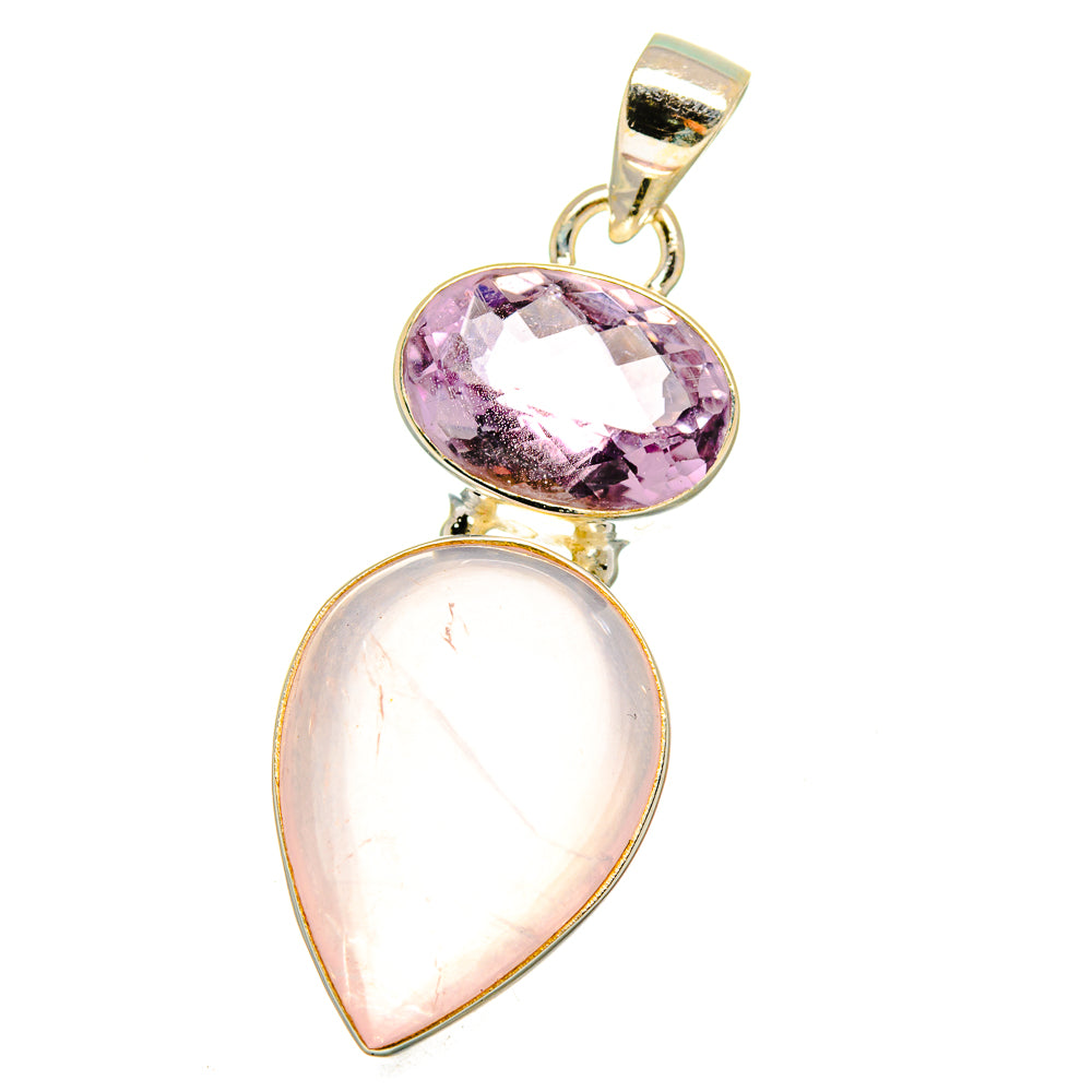 Rose Quartz Pendants handcrafted by Ana Silver Co - PD16134