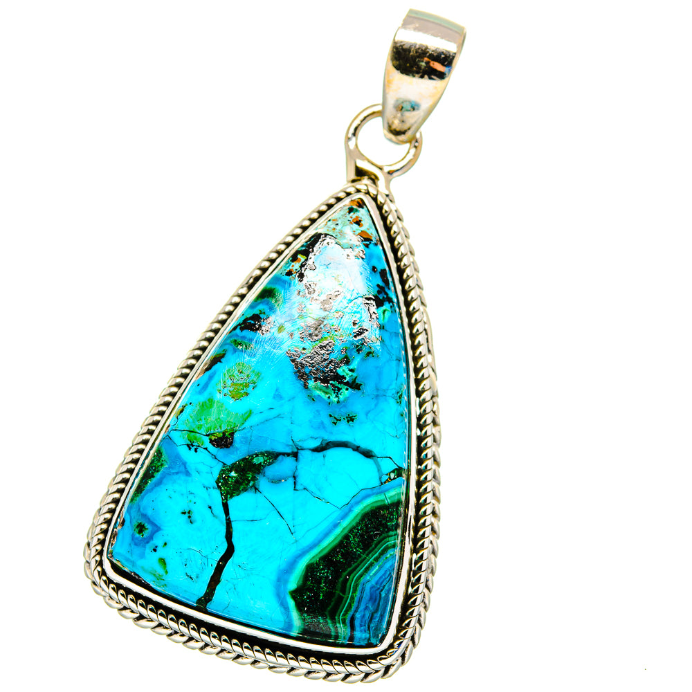 Malachite In Chrysocolla Pendants handcrafted by Ana Silver Co - PD16239