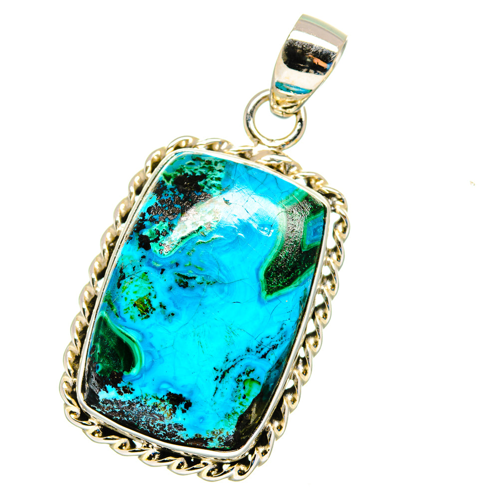 Malachite In Chrysocolla Pendants handcrafted by Ana Silver Co - PD16245