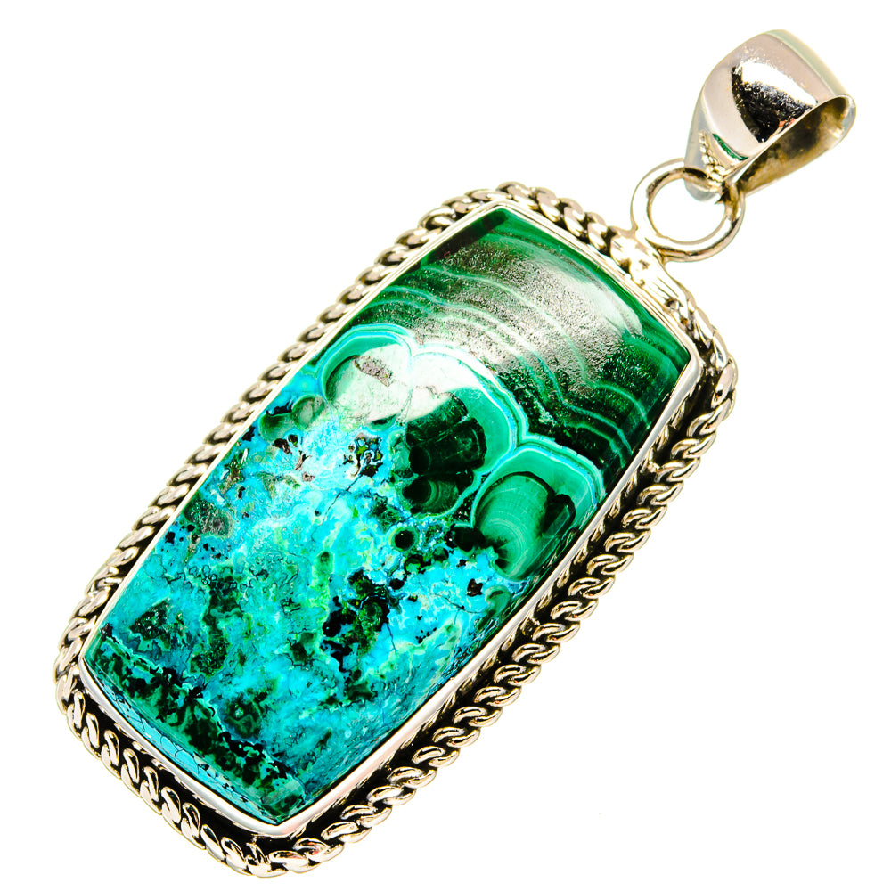 Malachite In Chrysocolla Pendants handcrafted by Ana Silver Co - PD16738