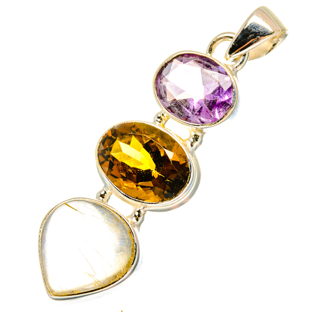 Rutilated Quartz Pendants handcrafted by Ana Silver Co - PD16746