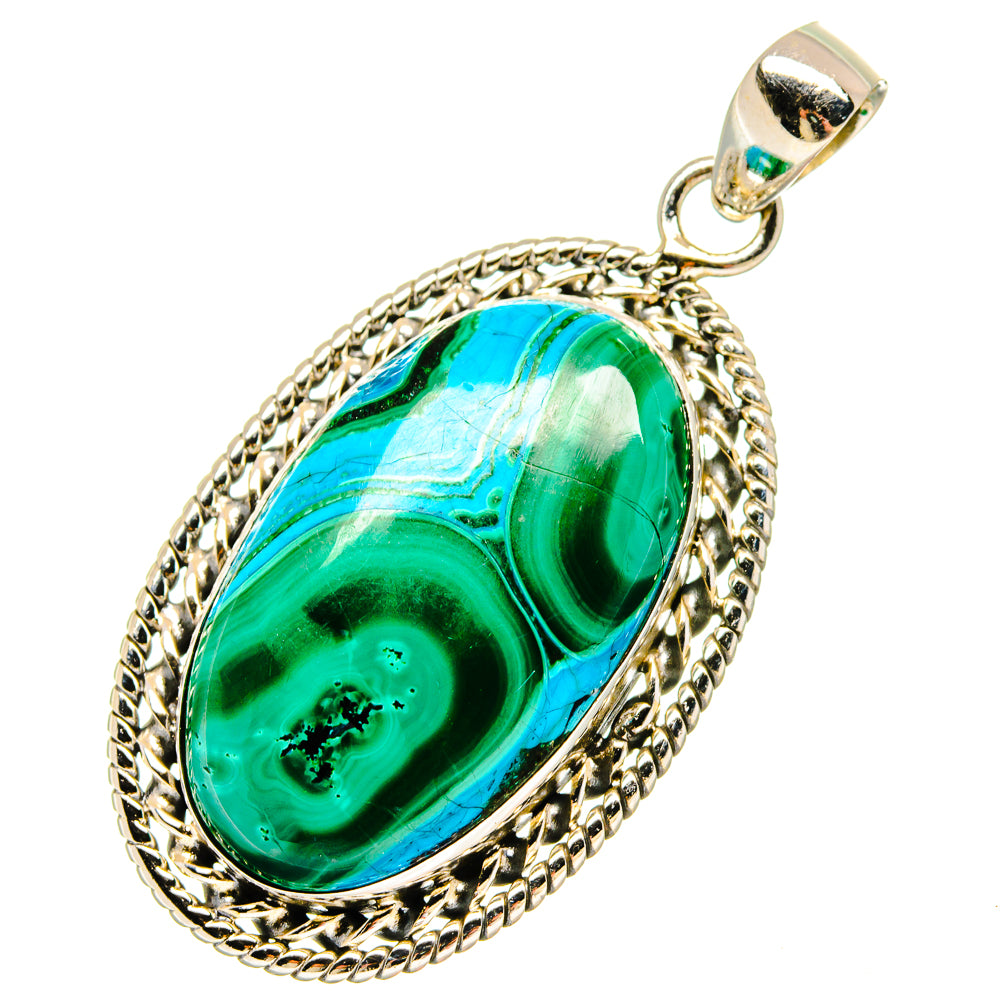 Malachite In Chrysocolla Pendants handcrafted by Ana Silver Co - PD16825