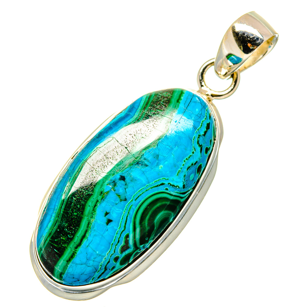 Malachite In Chrysocolla Pendants handcrafted by Ana Silver Co - PD17086