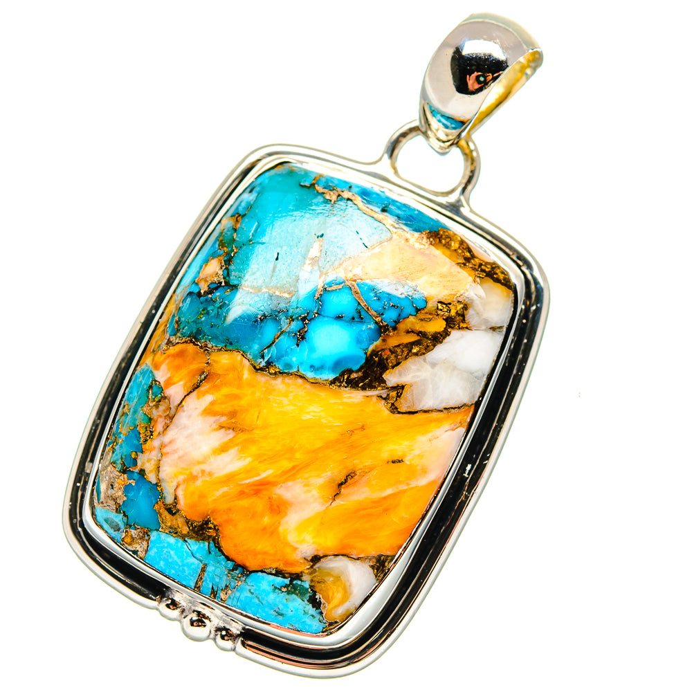 Blue Orange Copper Composite Turquoise Pendants handcrafted by Ana Silver Co - PD17303