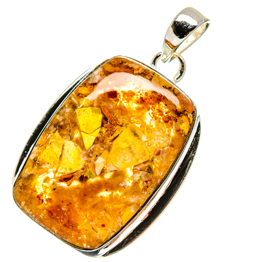 925 sterling silver mookaite pendant with oval amber stone, silver bezel and bail
