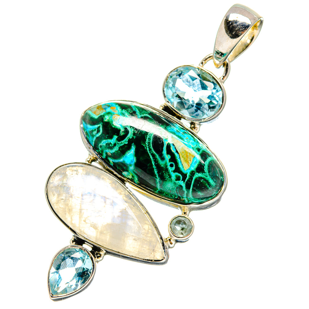 Malachite In Chrysocolla Pendants handcrafted by Ana Silver Co - PD17324
