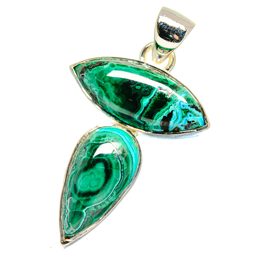 Malachite In Chrysocolla Pendants handcrafted by Ana Silver Co - PD17502