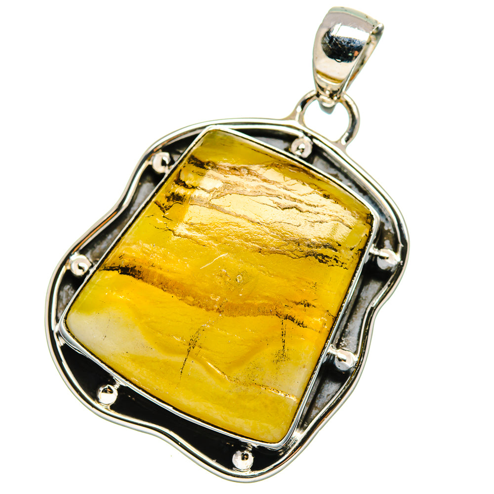 Yellow agate pendant with prong-set sterling silver border and top bail