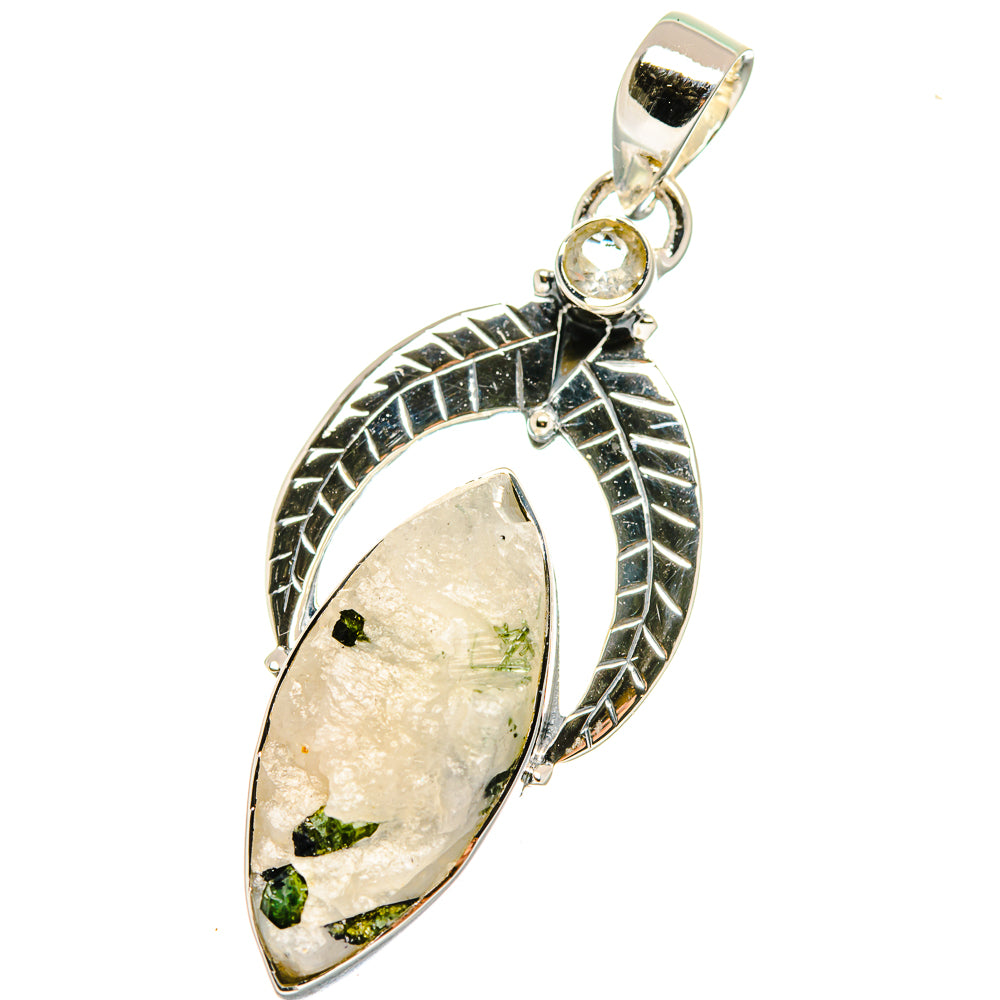 Green Tourmaline In Quartz Pendants handcrafted by Ana Silver Co - PD17747