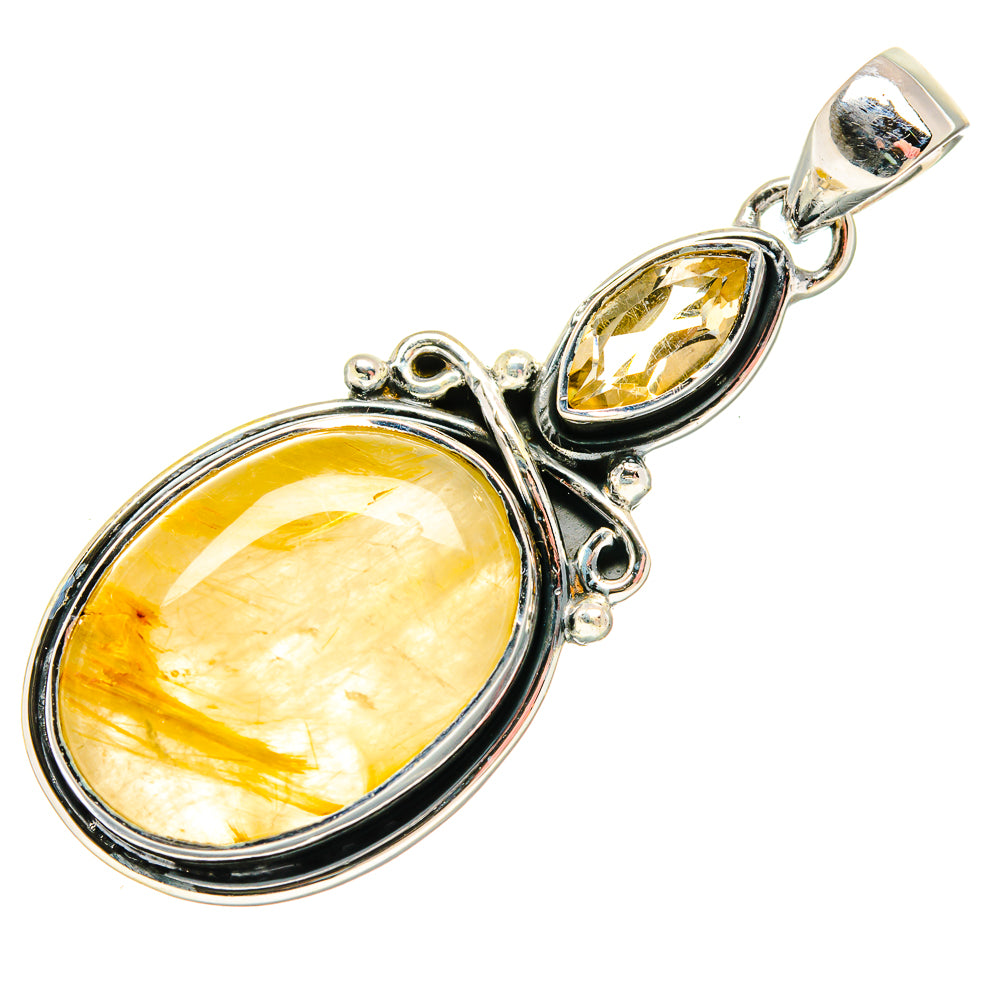 Rutilated Quartz Pendants handcrafted by Ana Silver Co - PD18226