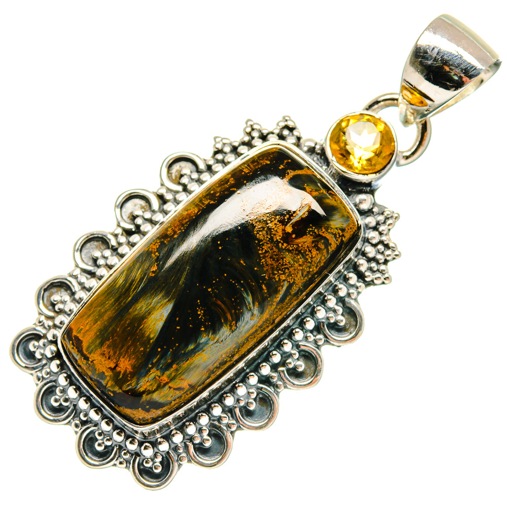 Pietersite, Citrine Pendants handcrafted by Ana Silver Co - PD18269