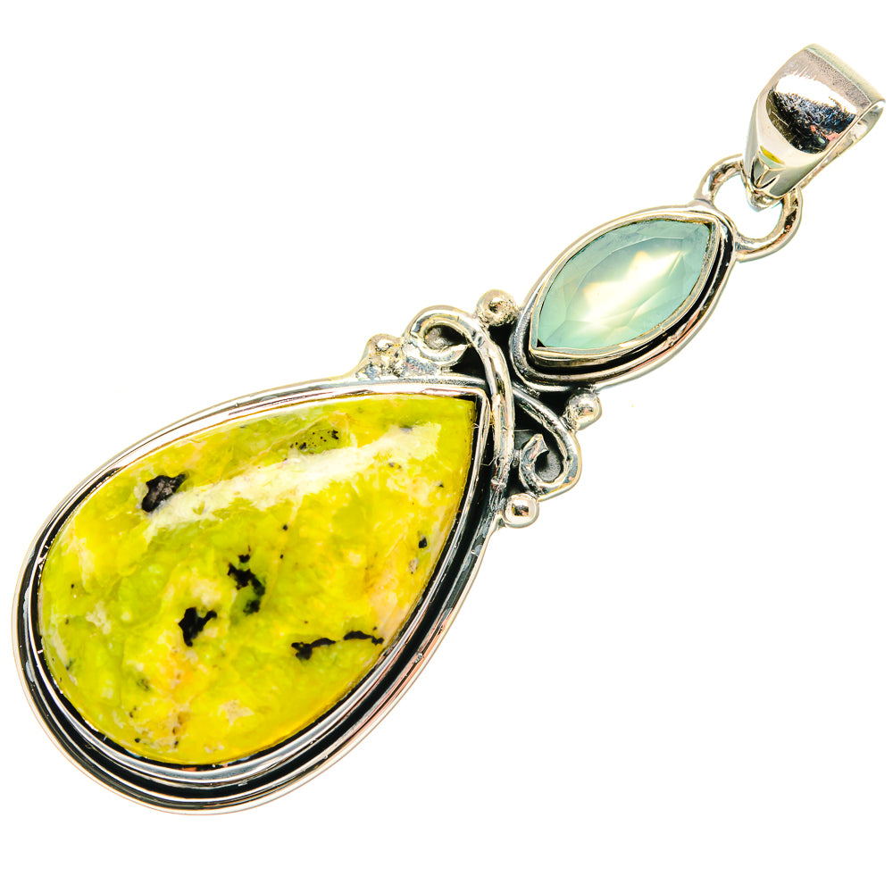 African Green Opal, Aqua Chalcedony Pendants handcrafted by Ana Silver Co - PD18273