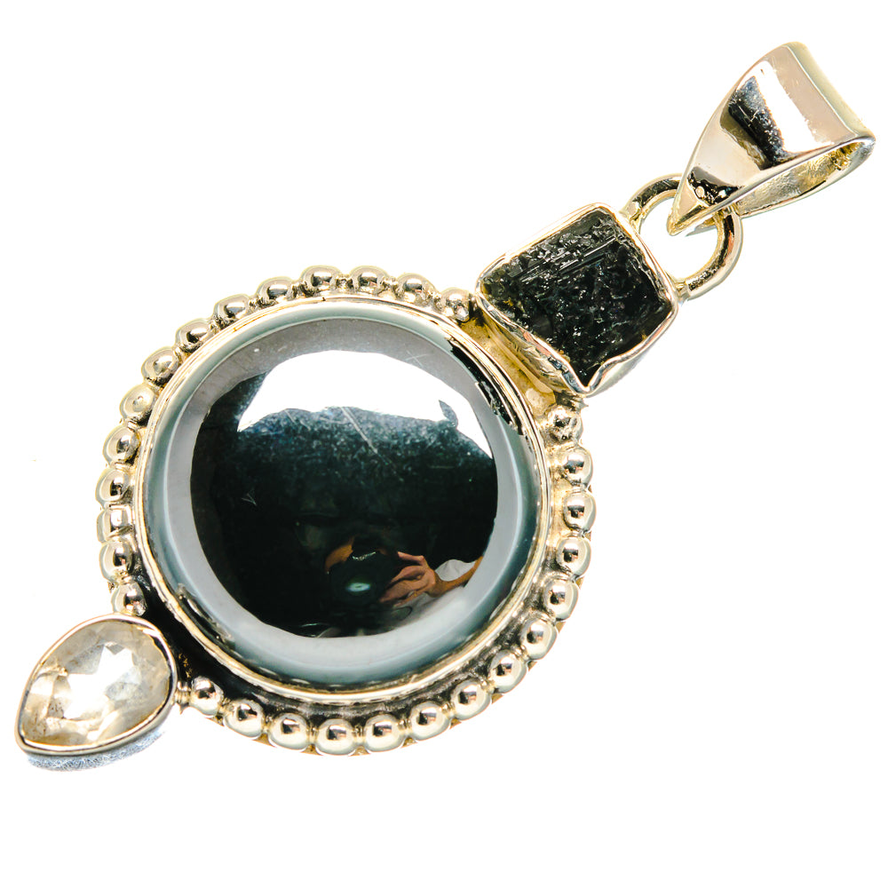 Hematite, Black Tourmaline, White Quartz Pendants handcrafted by Ana Silver Co - PD18314