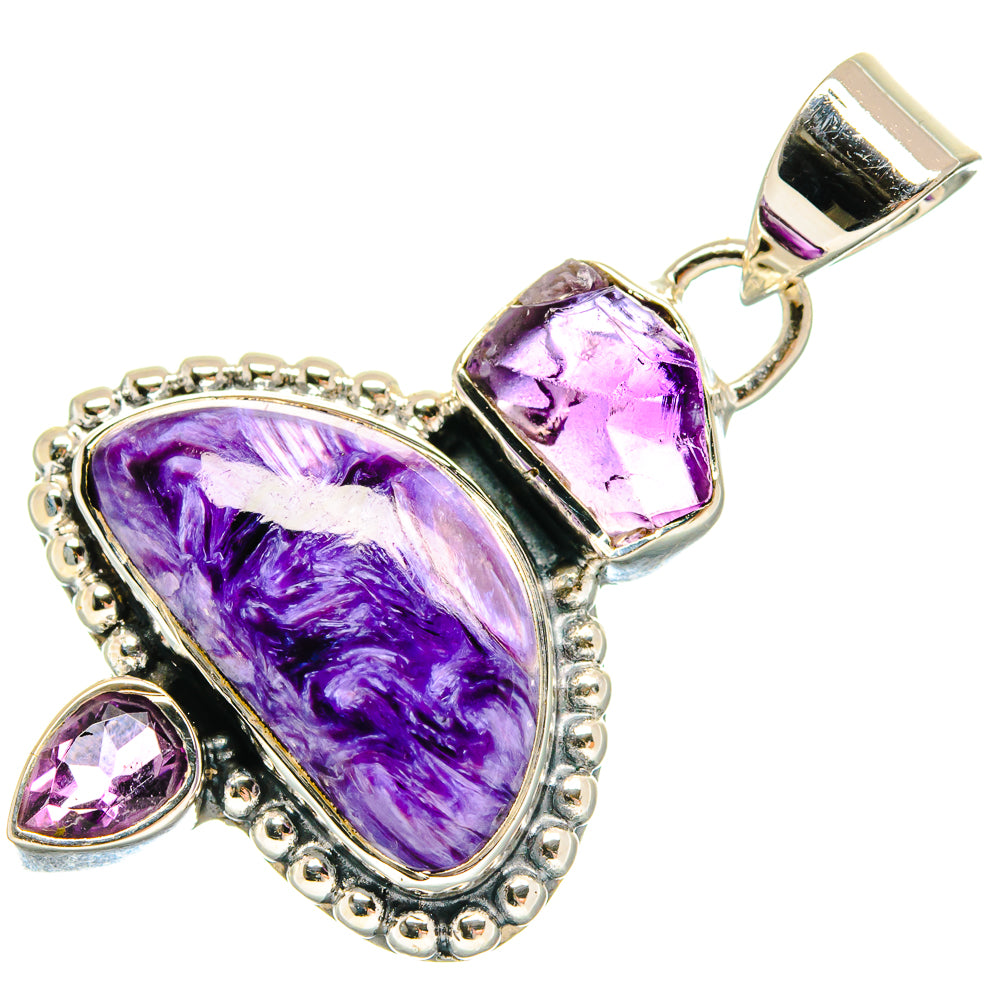 Charoite, Amethyst Pendants handcrafted by Ana Silver Co - PD18318