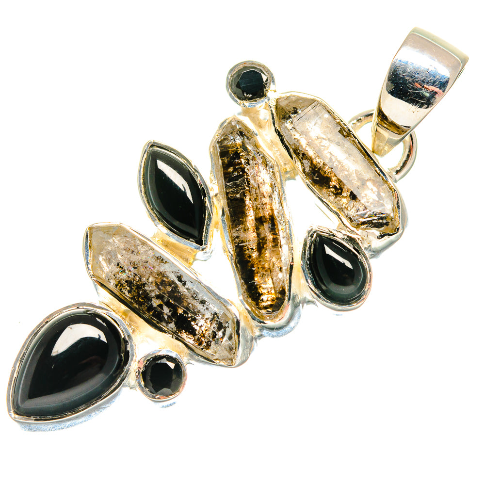 Herkimer Diamond, Black Onyx Pendants handcrafted by Ana Silver Co - PD18353