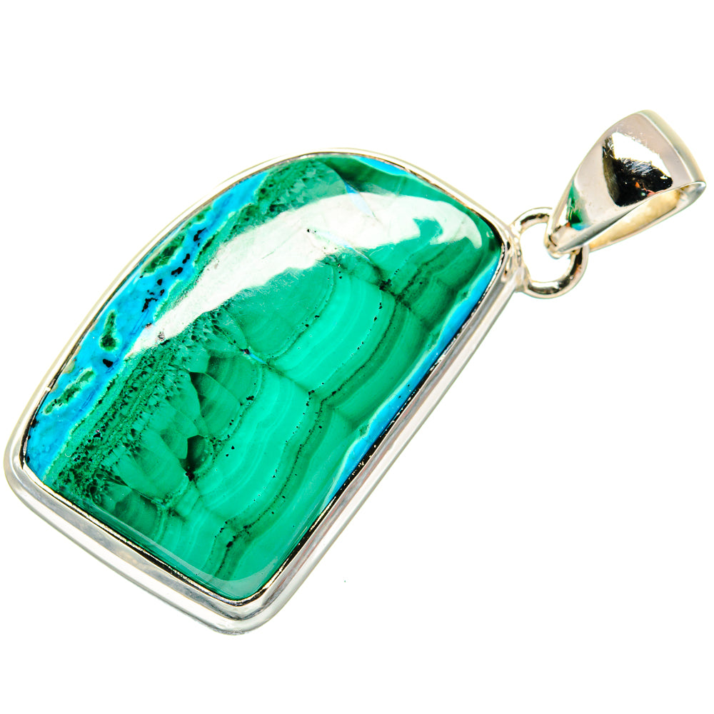 Malachite In Chrysocolla Pendants handcrafted by Ana Silver Co - PD18496