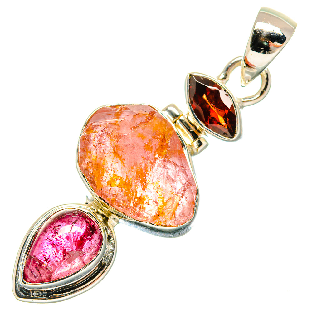 Rose Quartz, Pink Tourmaline, Garnet Pendants handcrafted by Ana Silver Co - PD18655