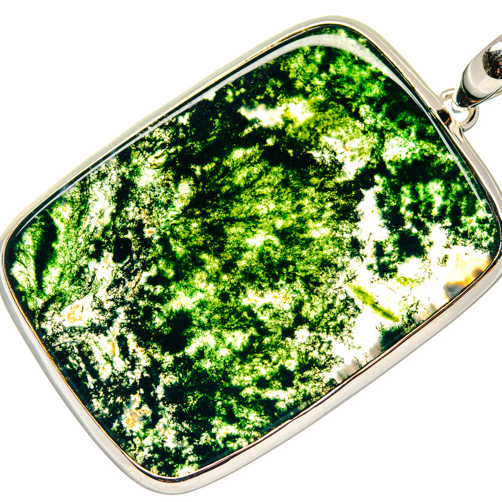 Green Moss Agate Pendants handcrafted by Ana Silver Co - PD18782