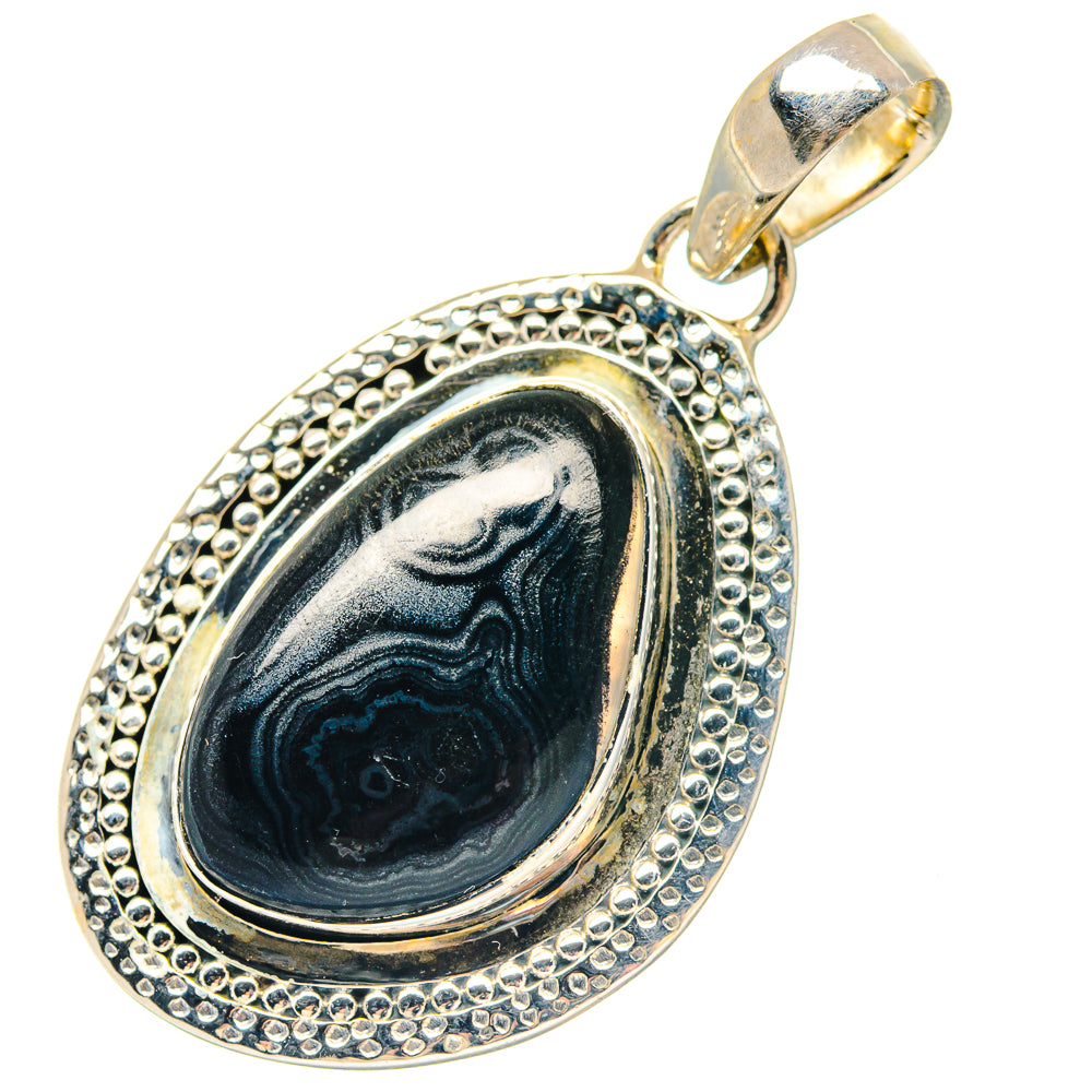 Black Tourmaline, White Quartz Pendants handcrafted by Ana Silver Co - PD19582