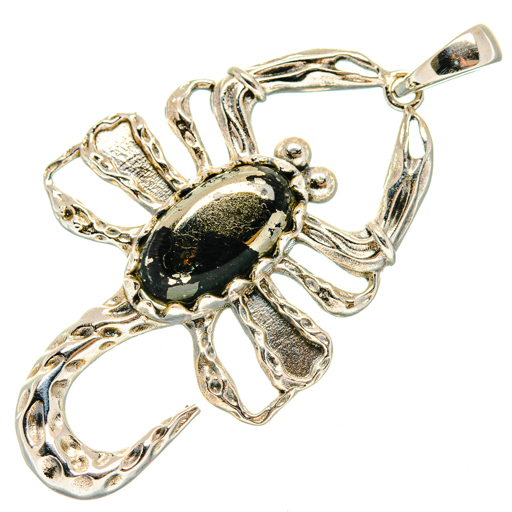 925 sterling silver pendant with dark black stone, detailed floral-like frame and bail