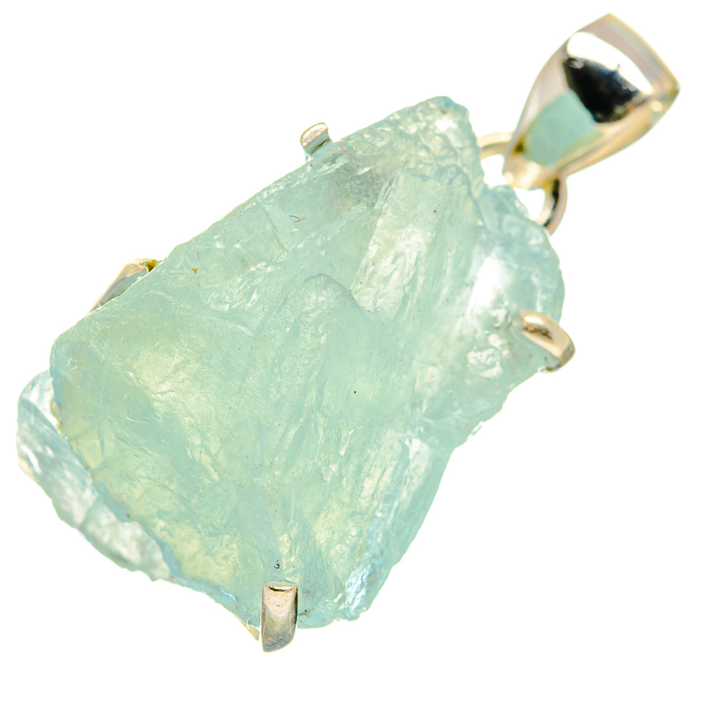Rough aquamarine pendant with sterling silver bail, large irregular pale aqua crystal