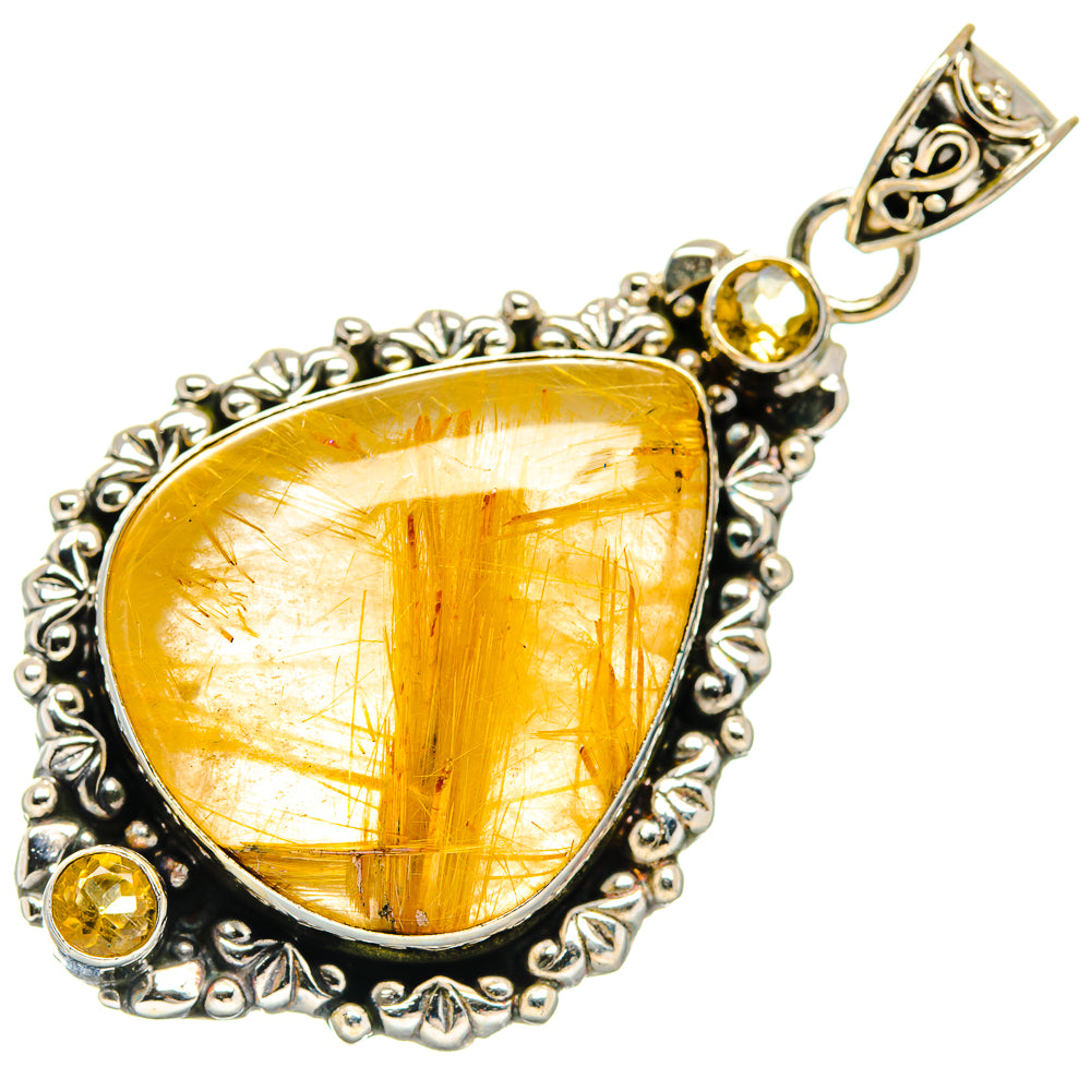 Rutilated Quartz Pendants handcrafted by Ana Silver Co - PD20374