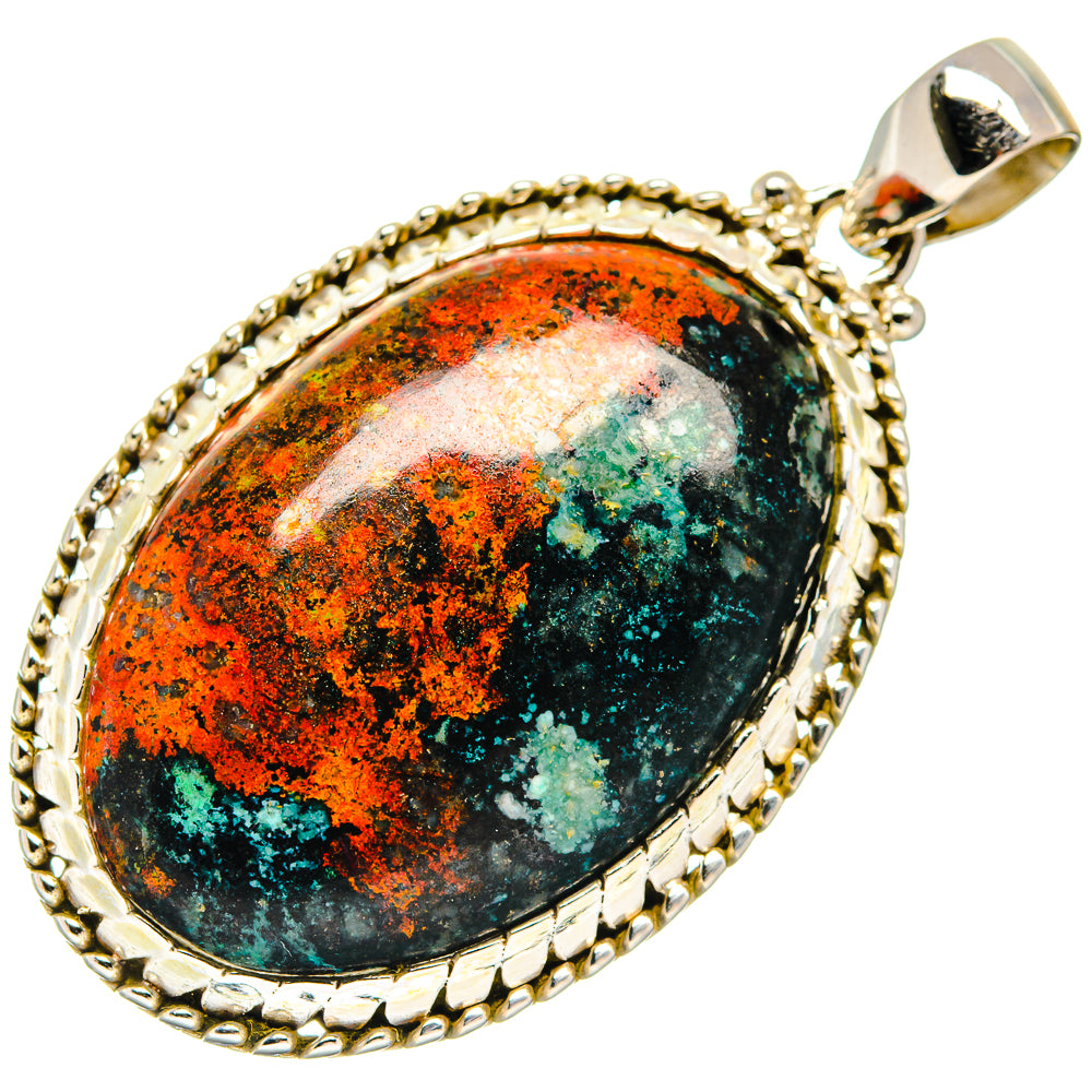 Sonora Sunrise pendant in 925 sterling silver with oval orange and teal stone