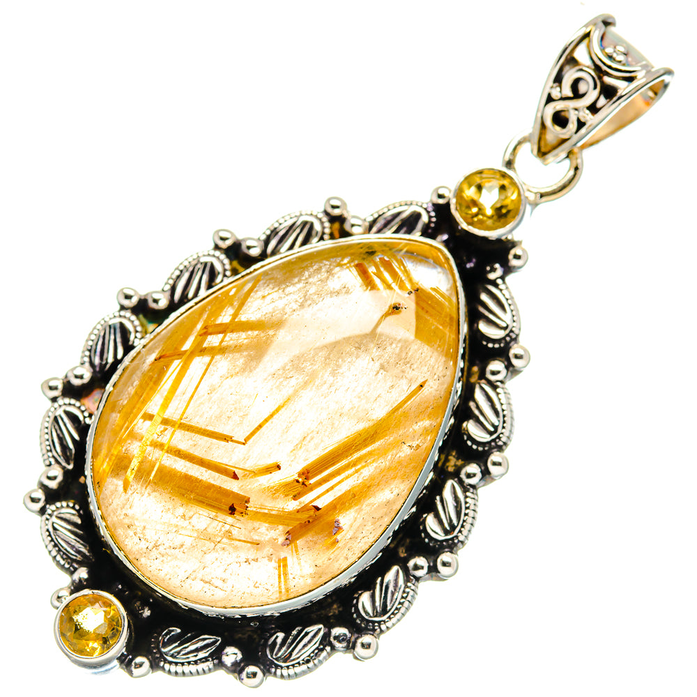 Rutilated Quartz Pendants handcrafted by Ana Silver Co - PD20649