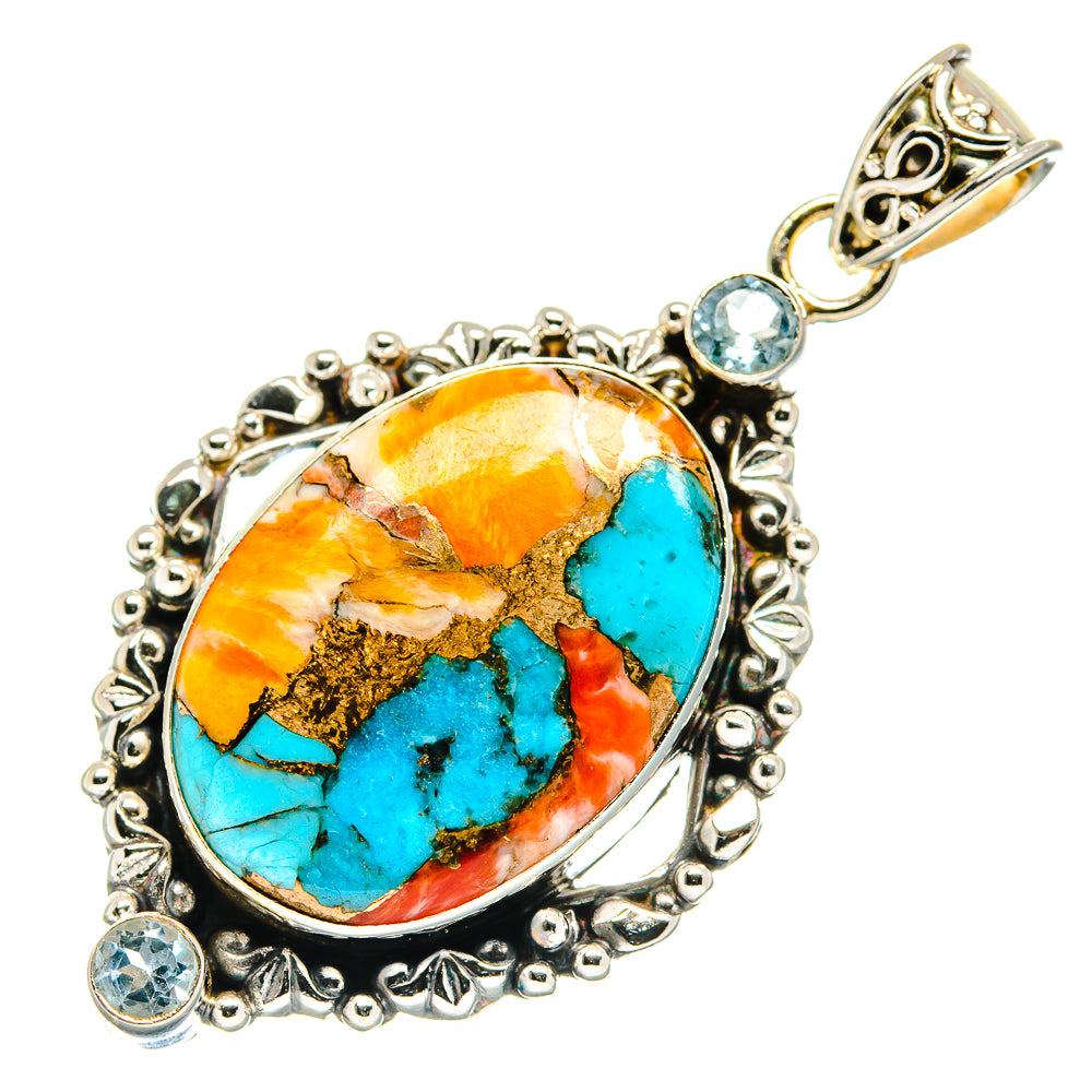 Spiny Oyster Turquoise Pendants handcrafted by Ana Silver Co - PD20669