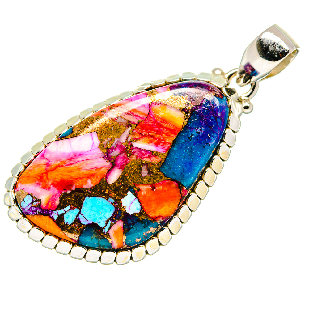Kingman Pink Dahlia Turquoise Pendants handcrafted by Ana Silver Co - PD20672