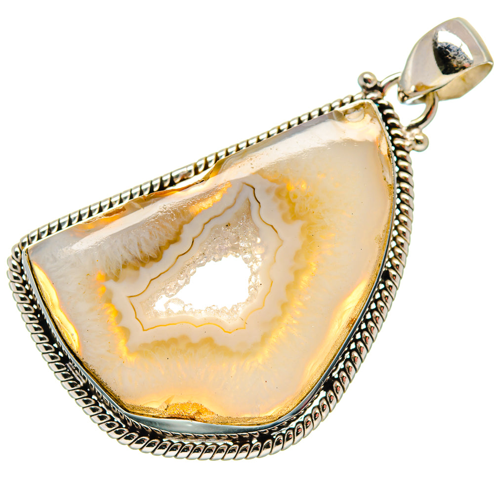 White Geode Slice Pendants handcrafted by Ana Silver Co - PD21344 - Photo 2