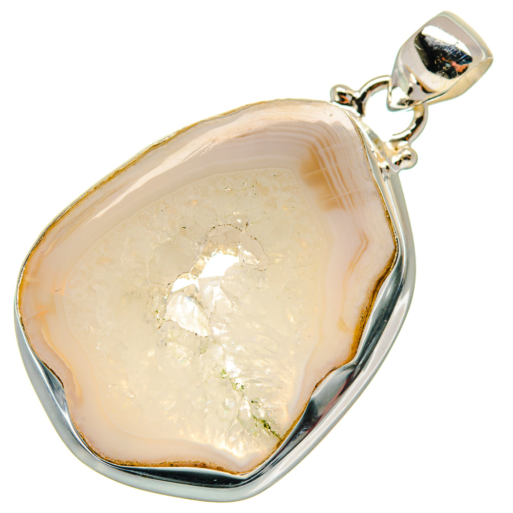 White Geode Slice Pendants handcrafted by Ana Silver Co - PD21408 - Photo 2