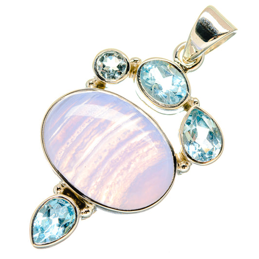 Blue Lace Agate Pendants handcrafted by Ana Silver Co - PD21462