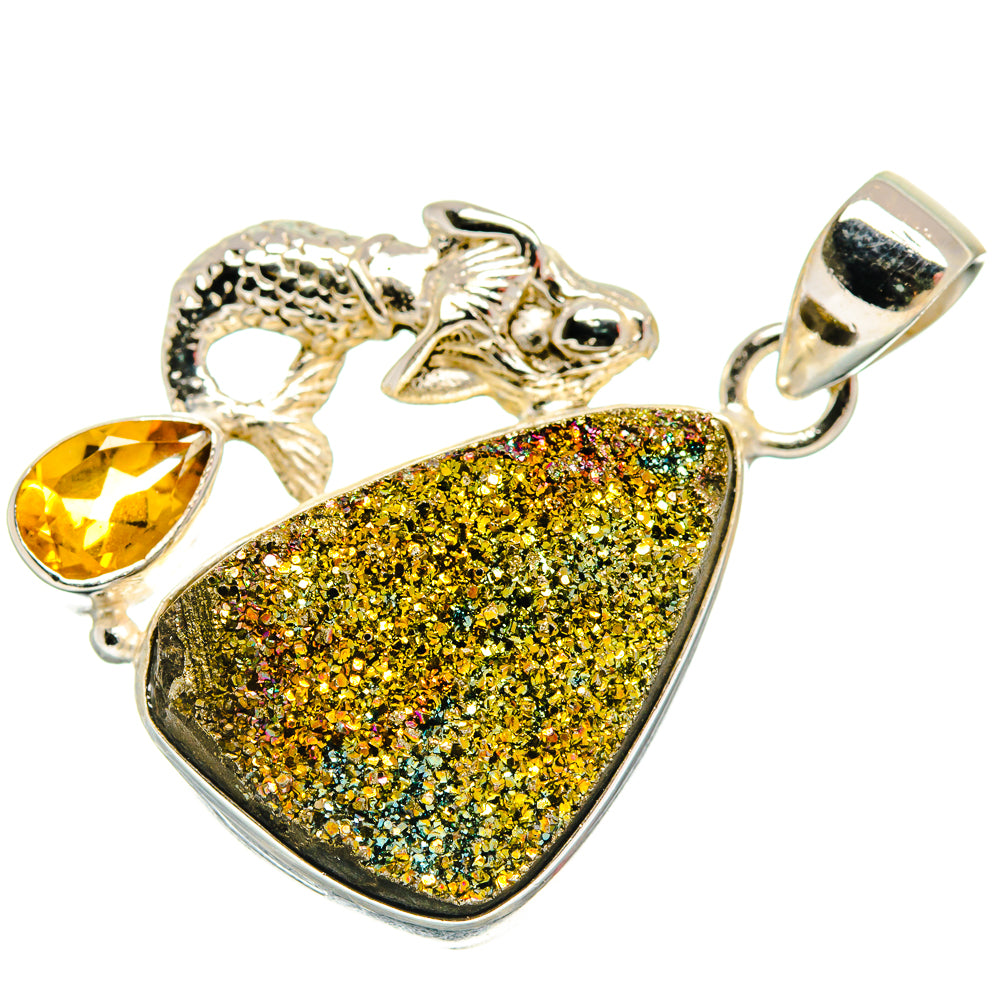 Spectro Pyrite Druzy Pendants handcrafted by Ana Silver Co - PD21566