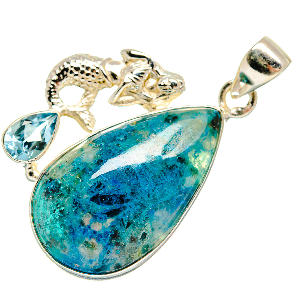 Chrysocolla In Quartz Pendants handcrafted by Ana Silver Co - PD21567