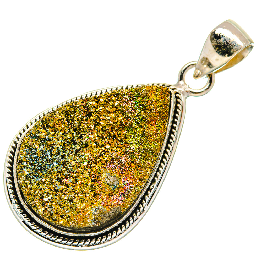 Spectro Pyrite Druzy Pendants handcrafted by Ana Silver Co - PD21616 - Photo 2