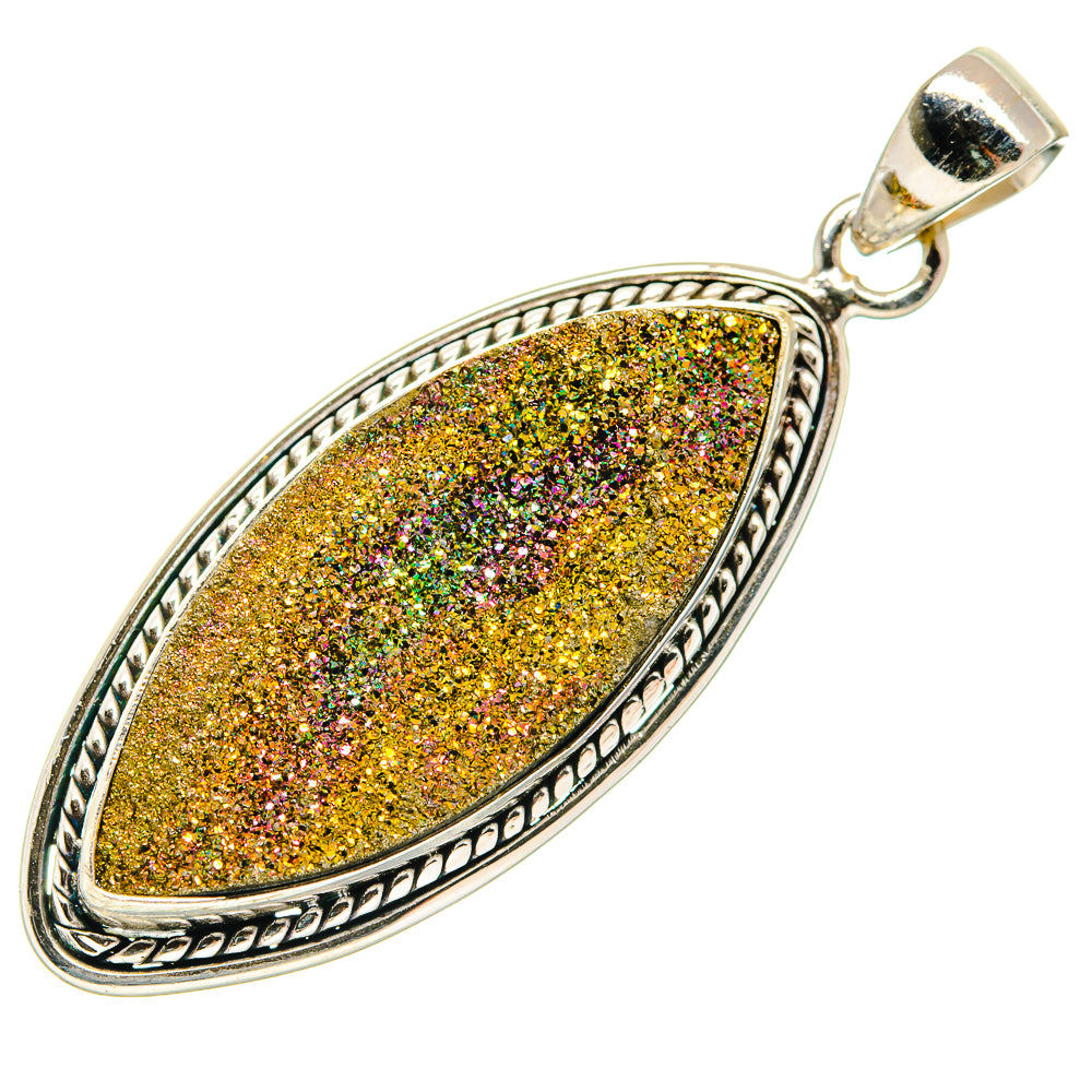 Spectro Pyrite Druzy Pendants handcrafted by Ana Silver Co - PD21652 - Photo 2