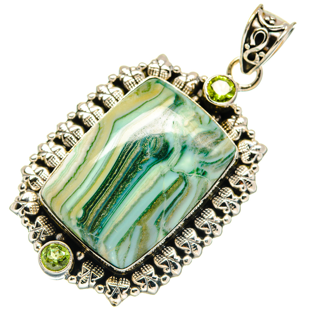 Rainforest Jasper, Peridot Pendants handcrafted by Ana Silver Co - PD21748