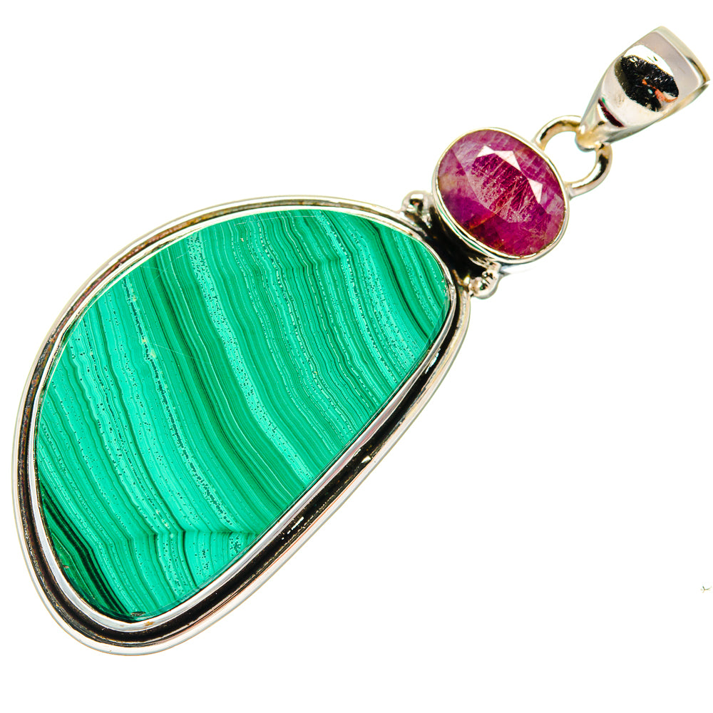 Malachite, Ruby Pendants handcrafted by Ana Silver Co - PD21792