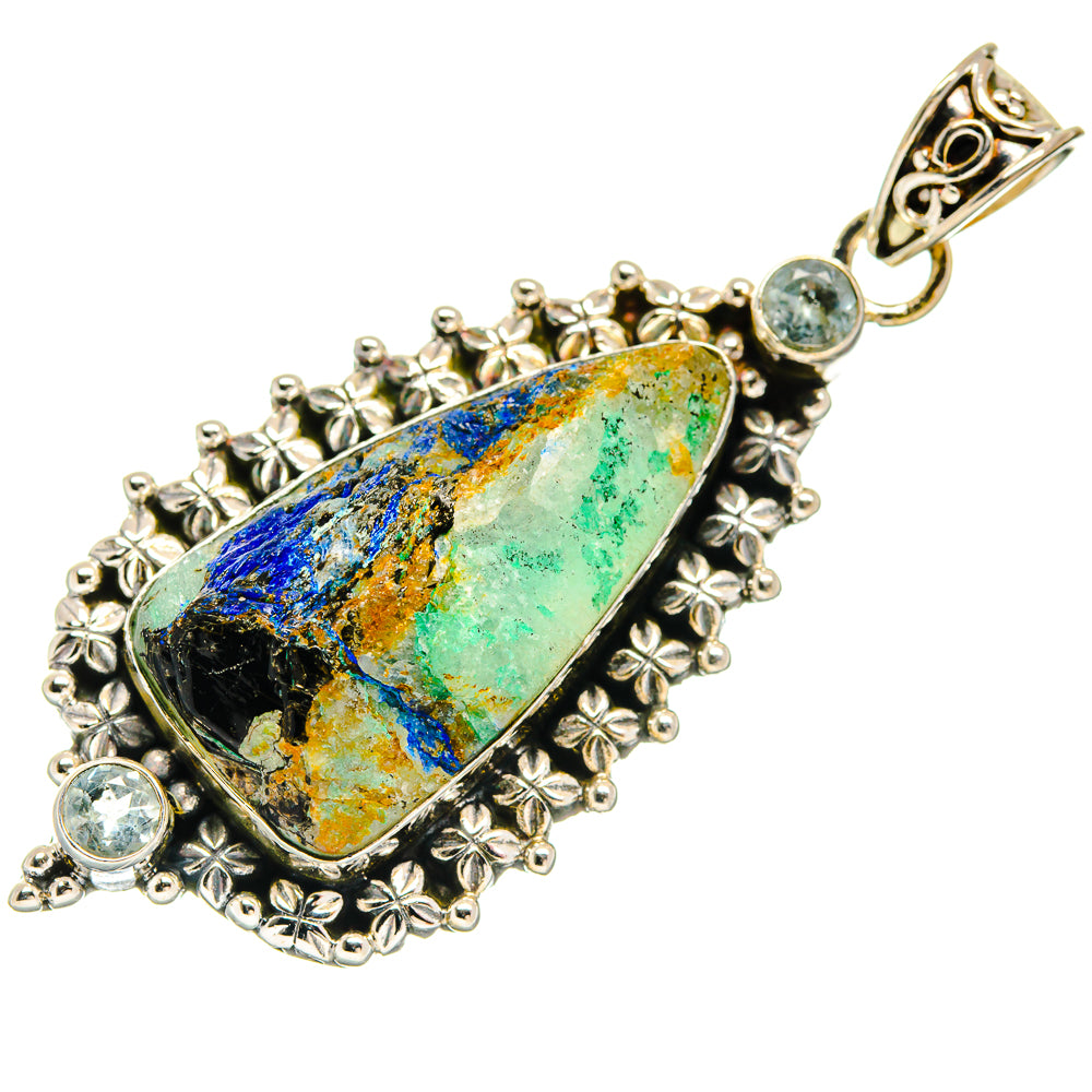 Azurite, Blue Topaz Pendants handcrafted by Ana Silver Co - PD21793