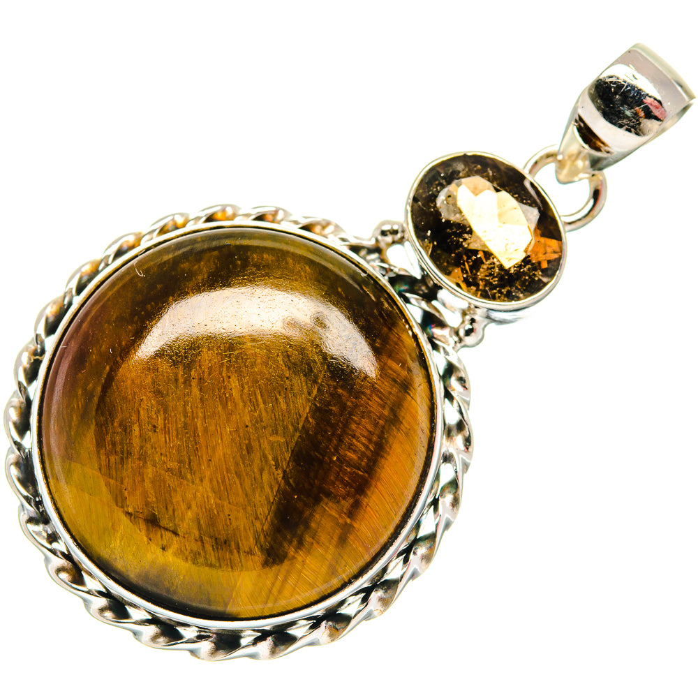 Tiger Eye, Smoky Quartz Pendants handcrafted by Ana Silver Co - PD21816