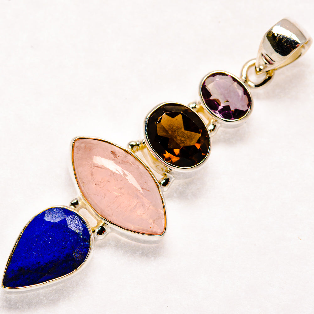 Rose Quartz, Lapis Lazuli, Smoky Quartz Pendants handcrafted by Ana Silver Co - PD21827 - Photo 2